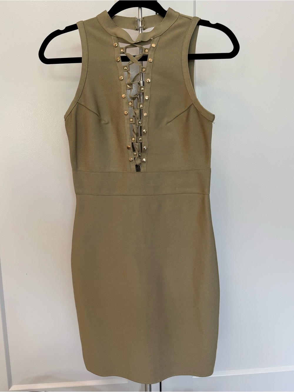 WOW couture Olive Lace-Up Sleeveless Mini Dress